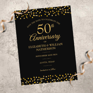 50ste jubileum Gouden Liefdeshartjes Save the Date Briefkaart