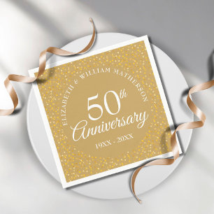 50ste jubileum Gouden Love Hearts Elegant Servet