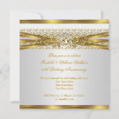 50ste Jubileum gouden ringen Floral White Kaart (Achterkant)