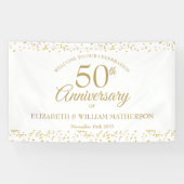 50ste jubileum Gouden Stof Confetti Welkom Spandoek (Horizontaal)