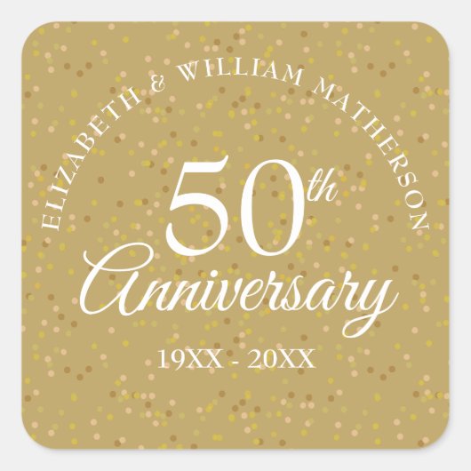 50ste jubileum Goudstof Vierkante Sticker (Voorkant)