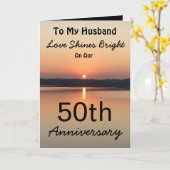 50ste Jubileum Husband Love Shines Bright Sunset Kaart (Gele Bloem)