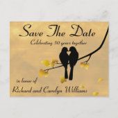 50ste Jubileum Lovebirds Save The Date Aankondigingskaart (Voorkant)