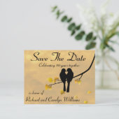 50ste Jubileum Lovebirds Save The Date Aankondigingskaart (Staand voorkant)