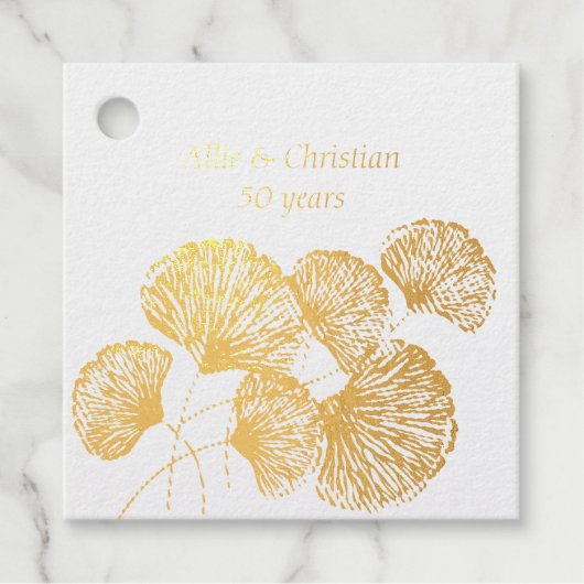 50ste Jubileum met weddenschap Golden Leaves Bedankjes Labels (Voorkant)