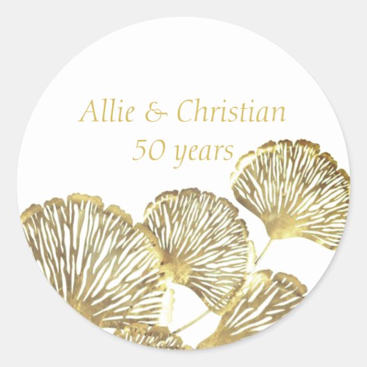 50ste Jubileum met weddenschap Golden Leaves Ronde Sticker (Voorkant)