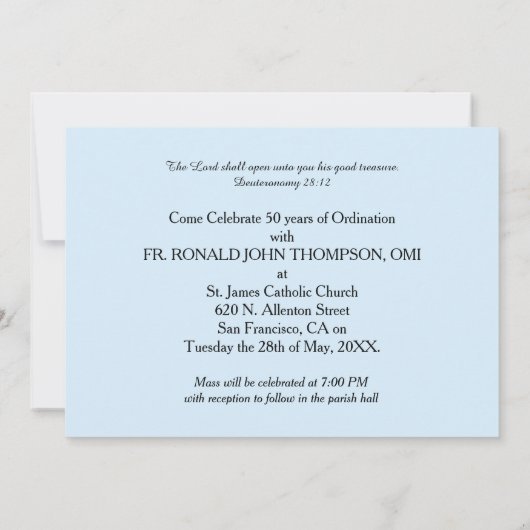 50ste Jubileum priester, Orn Kaart (Achterkant)