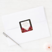50ste Jubileum Rood Gouden Bloem Vierkante Sticker (Envelop)