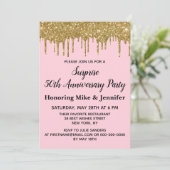 50ste Jubileum Surprise Party Blush Pink Gold Kaart (Staand voorkant)