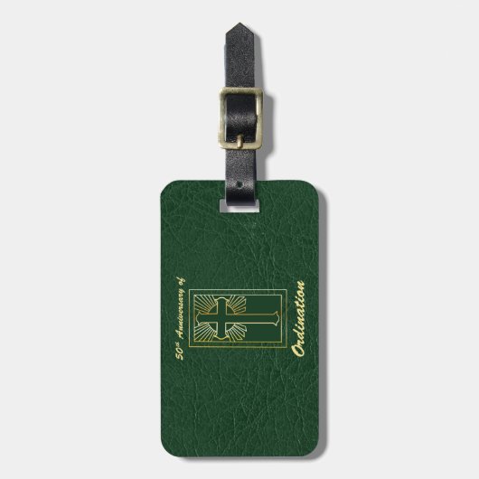 50ste Jubileum van de Ordination Green Leather Kij Bagagelabel (Voorkant verticaal)