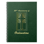50ste Jubileum van de Ordination Green Leather Kij Notitieboek (Voorkant)