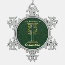 50ste Jubileum van de Ordination Green Leather Kij Tin Sneeuwvlok Ornament