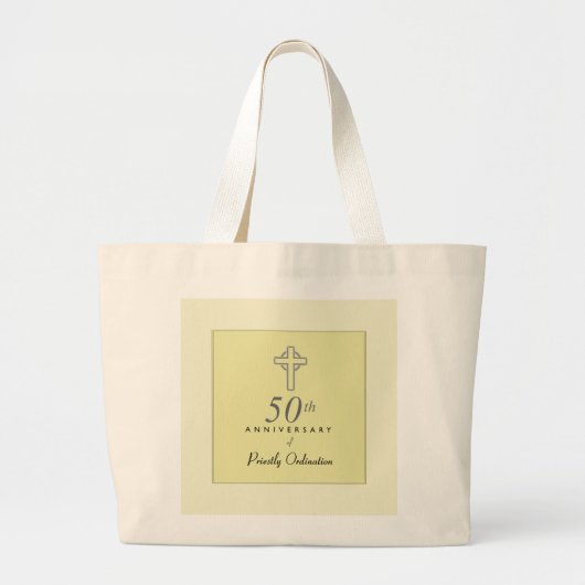 50ste Jubileum van de priester met ingegraveerd kr Grote Tote Bag (Voorkant)