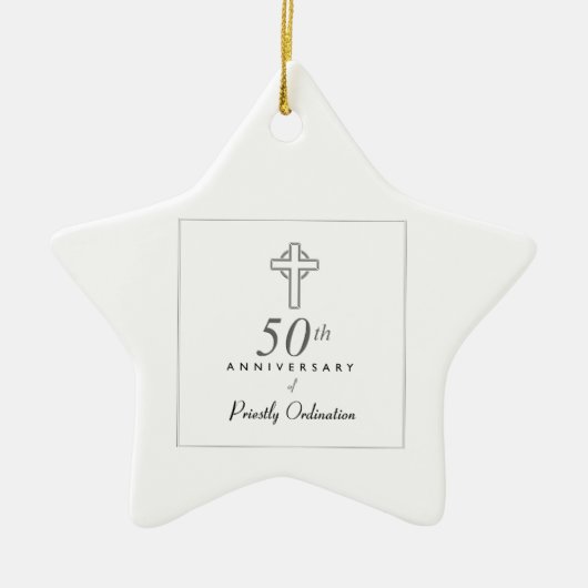 50ste Jubileum van de priester met ingegraveerd kr Keramisch Ornament (Voorkant)