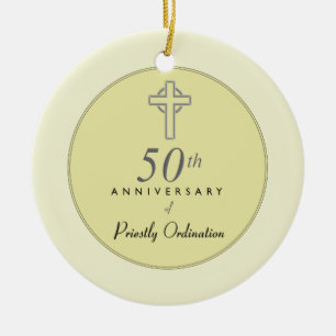 50ste Jubileum van de priester met ingegraveerd kr Keramisch Ornament