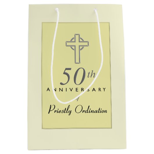 50ste Jubileum van de priester met ingegraveerd kr Medium Cadeauzakje (Voorkant)