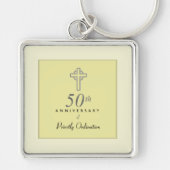 50ste Jubileum van de priester met ingegraveerd kr Sleutelhanger (Voorkant)