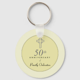 50ste Jubileum van de priester met ingegraveerd kr Sleutelhanger