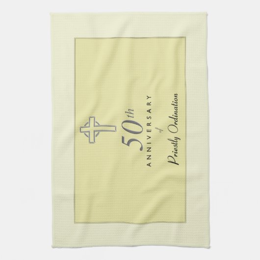 50ste Jubileum van de priester met ingegraveerd kr Theedoek (Verticaal)