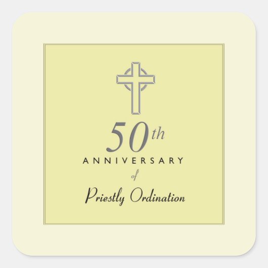 50ste Jubileum van de priester met ingegraveerd kr Vierkante Sticker (Voorkant)