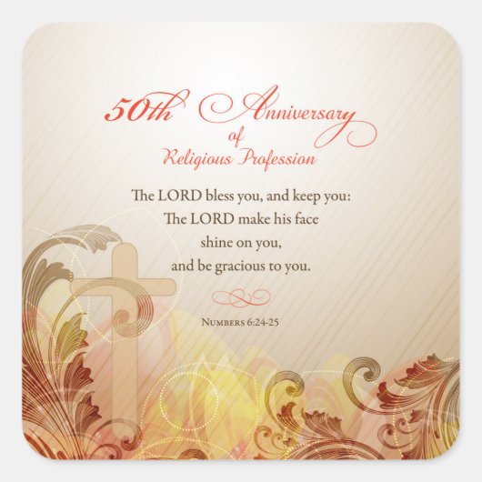 50ste Jubileum van het godsdienstberoep, Nun Vierkante Sticker (Voorkant)