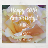 50ste Jubileum van het huwelijk Roos Floral Sparkling Wijnetiket (Enkel label)