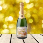 50ste Jubileum van het huwelijk Roos Floral Sparkling Wijnetiket