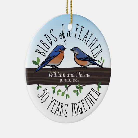 50ste Jubileum van het huwelijk, Vleetvogels van e Keramisch Ornament (Rechts)