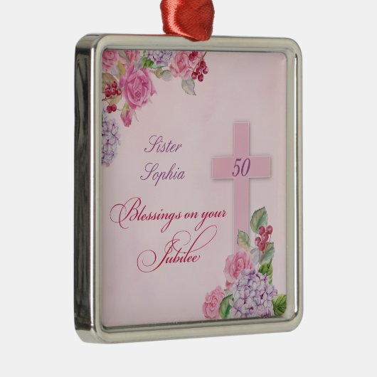 50ste Jubileum van het religieuze leven katholieke Metalen Ornament (Rechts)