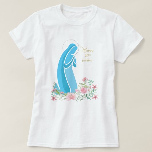 50ste Jubileum van het religieuze leven Nun roze v T-shirt (Design voorkant)