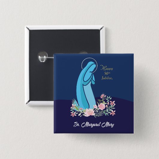 50ste Jubileum van het religieuze leven Nun roze v Vierkante Button 5,1 Cm (Voorkant /achterkant)