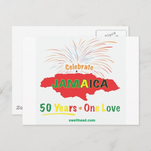 50ste Jubileum van Jamaica door Roxanne/Swellhead Briefkaart (Voorkant / Achterkant)