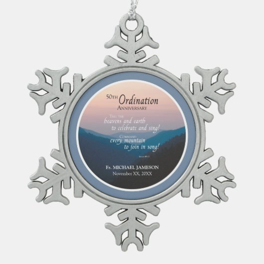 50ste Jubileum van Orde gefeliciteerd Tin Sneeuwvlok Ornament (Voorkant)