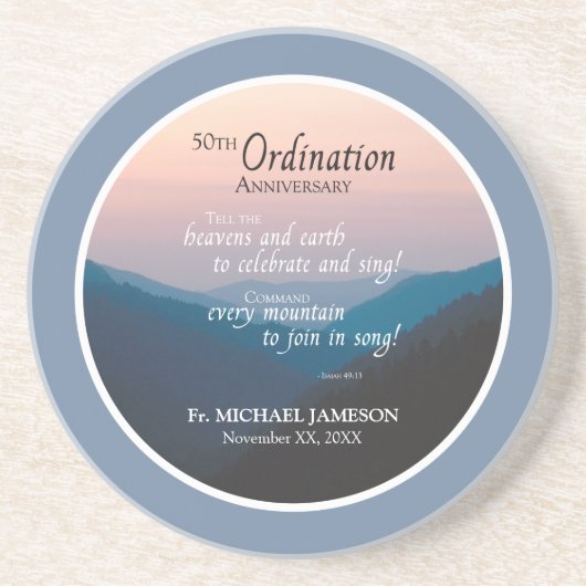 50ste Jubileum van Orde gefeliciteerd Zandsteen Onderzetter (Voorkant)