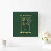 50ste Jubileum van Ordination Green Leather Vierkante Klok (Huis)