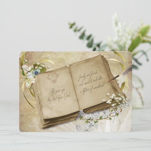 50ste Jubileum Vintage Wowodstrenewal Kaart (Staand voorkant)