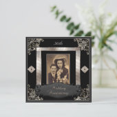50ste Jubileum voor bruiloft Art Deco Black Sepia Kaart (Staand voorkant)
