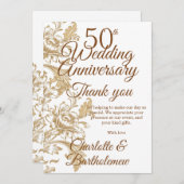 50ste Jubileum voor bruiloft Bedankkaart (Voorkant / Achterkant)