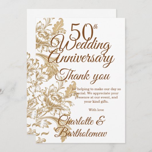50ste Jubileum voor bruiloft Bedankkaart
