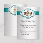 50ste Jubileum voor bruiloft blauwgroen satin Kaart (Voorkant / Achterkant)