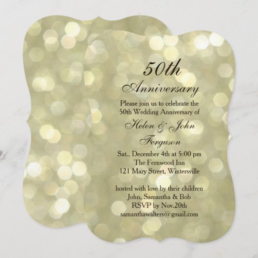 50ste Jubileum voor bruiloft Champagne Bubbles Inv Kaart (Voorkant / Achterkant)