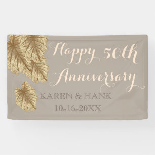 50ste Jubileum voor bruiloft Elegant Gold Leaf bei Spandoek