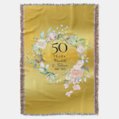 50ste Jubileum voor bruiloft - Floral Gold Foil Deken (Voorkant Verticaal)
