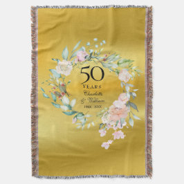 50ste Jubileum voor bruiloft - Floral Gold Foil Deken