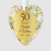 50ste Jubileum voor bruiloft Floral Gold Keepomwil Ornament (voorkant)