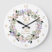 50ste Jubileum voor bruiloft Floral Lavender Garla Grote Klok (Voorkant)