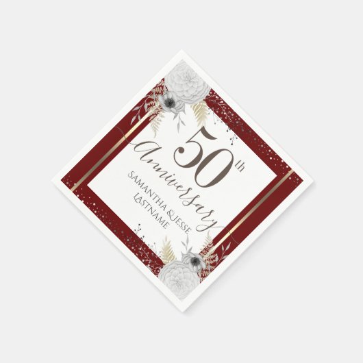 50ste Jubileum voor bruiloft Floral Napkins Servet (Hoek)