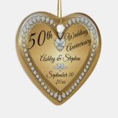 50ste Jubileum voor bruiloft Gold Diamonds Keramisch Ornament (Rechts)