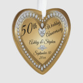 50ste Jubileum voor bruiloft Gold Diamonds Ornament (voorkant)