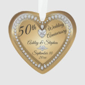 50ste Jubileum voor bruiloft Gold Diamonds Ornament (achterkant)